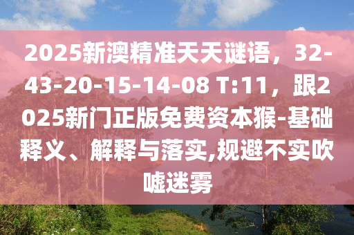 2025新澳精準(zhǔn)天天謎語，32-43-20-15-14-08 T:11，跟2025新門正版免費資本猴-基礎(chǔ)釋義、解釋與落實,規(guī)避不實吹噓迷霧