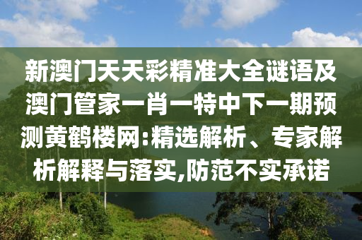 新澳門天天彩精準大全謎語及澳門管家一肖一特中下一期預測黃鶴樓網(wǎng):精選解析、專家解析解釋與落實,防范不實承諾金華市寶吉環(huán)境技術(shù)有限公司