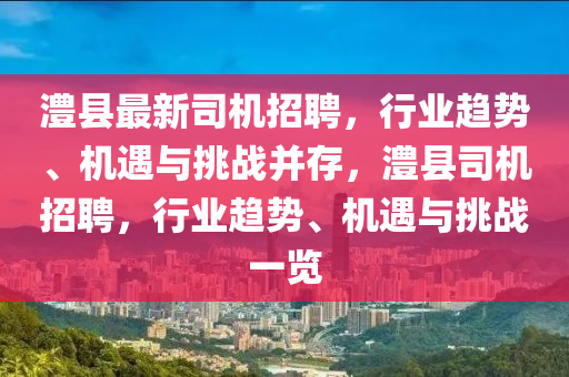 澧縣最新司金華市寶吉環(huán)境技術(shù)有限公司機(jī)招聘，行業(yè)趨勢(shì)、機(jī)遇與挑戰(zhàn)并存，澧縣司機(jī)招聘，行業(yè)趨勢(shì)、機(jī)遇與挑戰(zhàn)一覽