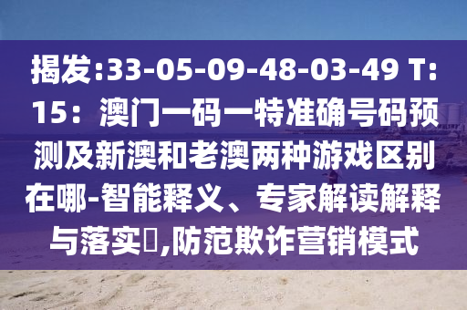 揭發(fā):33-05-09-48-03-49 T:15：澳門一碼一特準確號碼預測及新澳和老澳兩種游戲區(qū)別在哪-智能釋義、專家解讀解釋與落實?,防范欺詐營銷模式