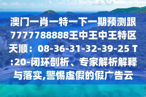 澳門(mén)一肖一特一下一期預(yù)測(cè)跟7777788888王中王中王特區(qū)天順：08-36-31-32-39-25 T:20-閉環(huán)剖析、專(zhuān)家解析解釋與落實(shí),警惕虛假的假?gòu)V告云