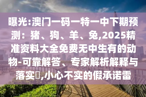 曝光:澳門一碼一特一中下期預(yù)測(cè)：豬、狗、羊、兔,2025精準(zhǔn)資料大全免費(fèi)無中生有的動(dòng)物-可靠解答、專家解析解釋與落實(shí)?,小心不實(shí)的假承諾雷