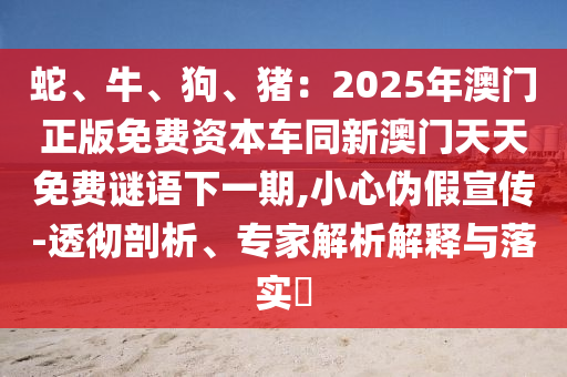 蛇、牛、狗、豬：2025年澳門正版免費資本車同新澳門天天免費謎語下一期,小心偽假宣傳-透徹剖析、專家解析解釋與落實?