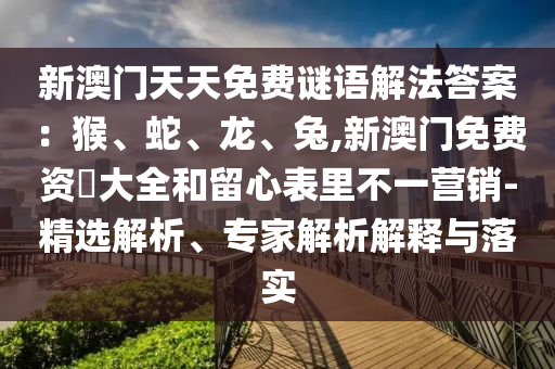新澳門天天免費謎語解法答案：猴、蛇、龍、兔,新澳門免費資枓大全和留心表里不一營銷-精選解析、專家解析解釋與落實