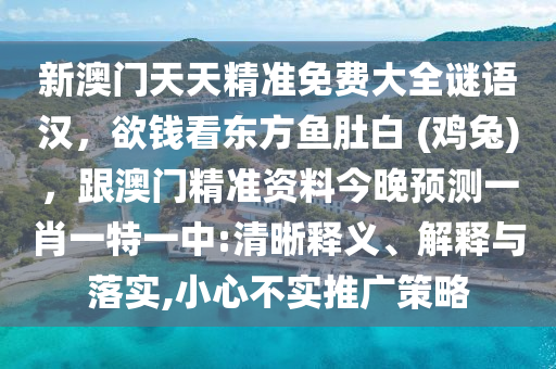 新澳門(mén)天天精準(zhǔn)免費(fèi)大全謎語(yǔ)漢，欲錢(qián)看東方魚(yú)肚白 (雞兔)，跟澳門(mén)精準(zhǔn)資料今晚預(yù)測(cè)一肖一特一中:清晰釋義、解釋與落實(shí),小心不實(shí)推廣策略