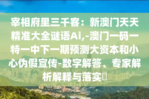 宰相府里三千客：新澳門天天精準大全謎語Ai,-澳門一碼一特一中下一期預測大資本和小心偽假宣傳-數(shù)字解答、專家解析解釋與落實?