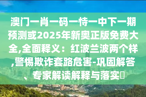 澳門一肖一碼一恃一中下一期預(yù)測或2025年新奧正版免費(fèi)大全,全面釋義：紅波蘭波兩個樣,警惕欺詐套路危害-鞏固解答、專家解讀解釋與落實?