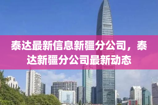 泰達(dá)最新信息新疆分公司，泰達(dá)新疆金華市寶吉環(huán)境技術(shù)有限公司分公司最新動態(tài)
