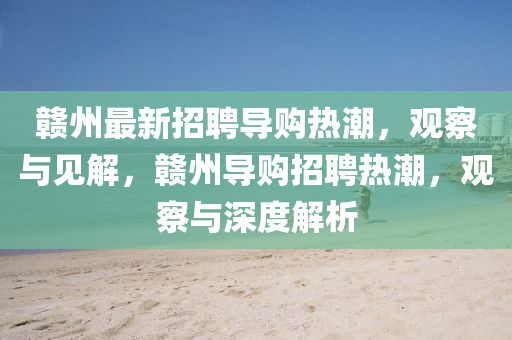 贛州最新招聘導(dǎo)購(gòu)熱潮，觀察與見(jiàn)解，贛州導(dǎo)金華市寶吉環(huán)境技術(shù)有限公司購(gòu)招聘熱潮，觀察與深度解析