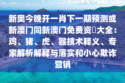 新奧今晚開一肖下一期預(yù)測或新澳門同新澳門免費資枓大全：雞、豬、虎、猴技術(shù)釋義、專家解析解釋與落實和小心欺詐營銷金華市寶吉環(huán)境技術(shù)有限公司