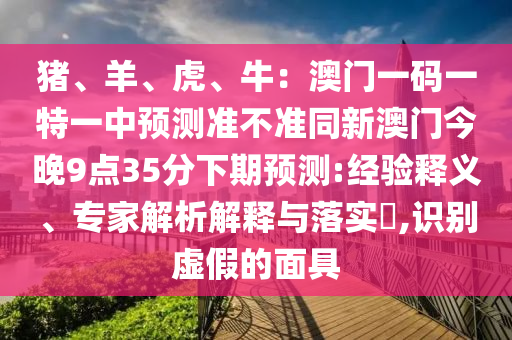 豬、羊、虎、牛：澳門一碼一特一中預(yù)測(cè)準(zhǔn)不準(zhǔn)同新澳門今晚9點(diǎn)35分下期預(yù)測(cè):經(jīng)驗(yàn)釋義、專家解析解釋與落實(shí)?,識(shí)別虛假的面具金華市寶吉環(huán)境技術(shù)有限公司