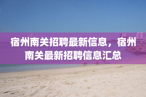 宿州南關(guān)招聘最新信息，宿州南關(guān)最新招聘信息匯總金華市寶吉環(huán)境技術(shù)有限公司