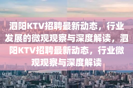 泗陽KTV招聘最新動(dòng)態(tài)，行業(yè)發(fā)展的微觀觀察與深度解讀，泗陽KTV招聘最新動(dòng)態(tài)，行業(yè)微觀觀察與深度解讀
